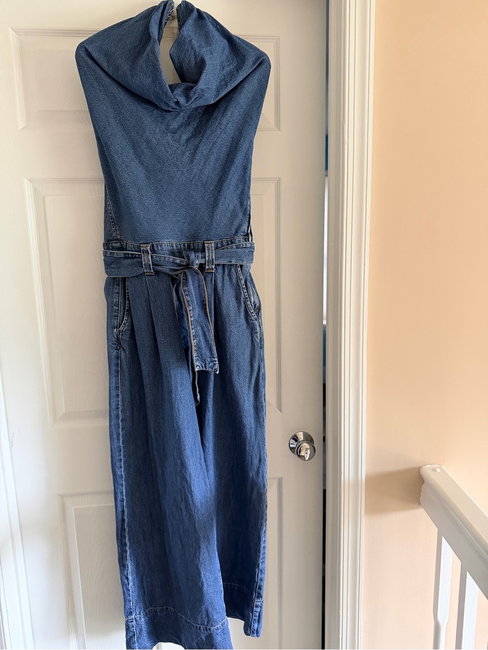 ZARA Halter Denim Jumpsuit